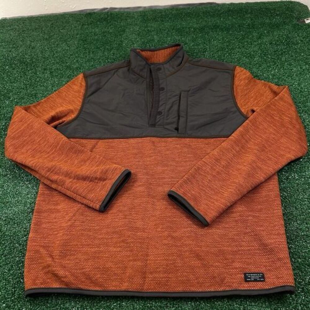 GH Bass Co Sweater Mens Medium Orange Pullover Sweatshirt Knit Outdoor Comfort